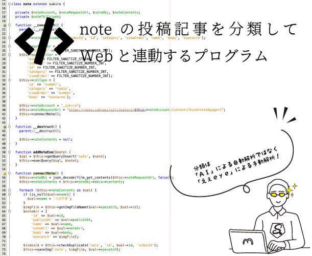 すきる：「noteの投稿記事を分類するプログラム」